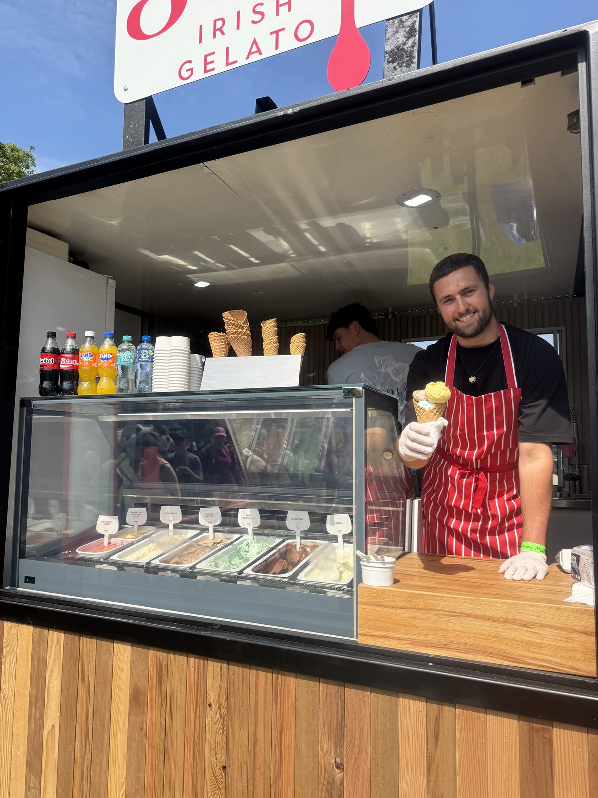 Serving Scúp gelato from the Naked Berry x Scúp trailer