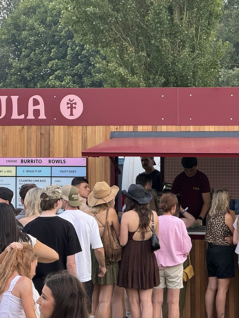 Queue at the Tula Mexican Grill trailer at a festival
